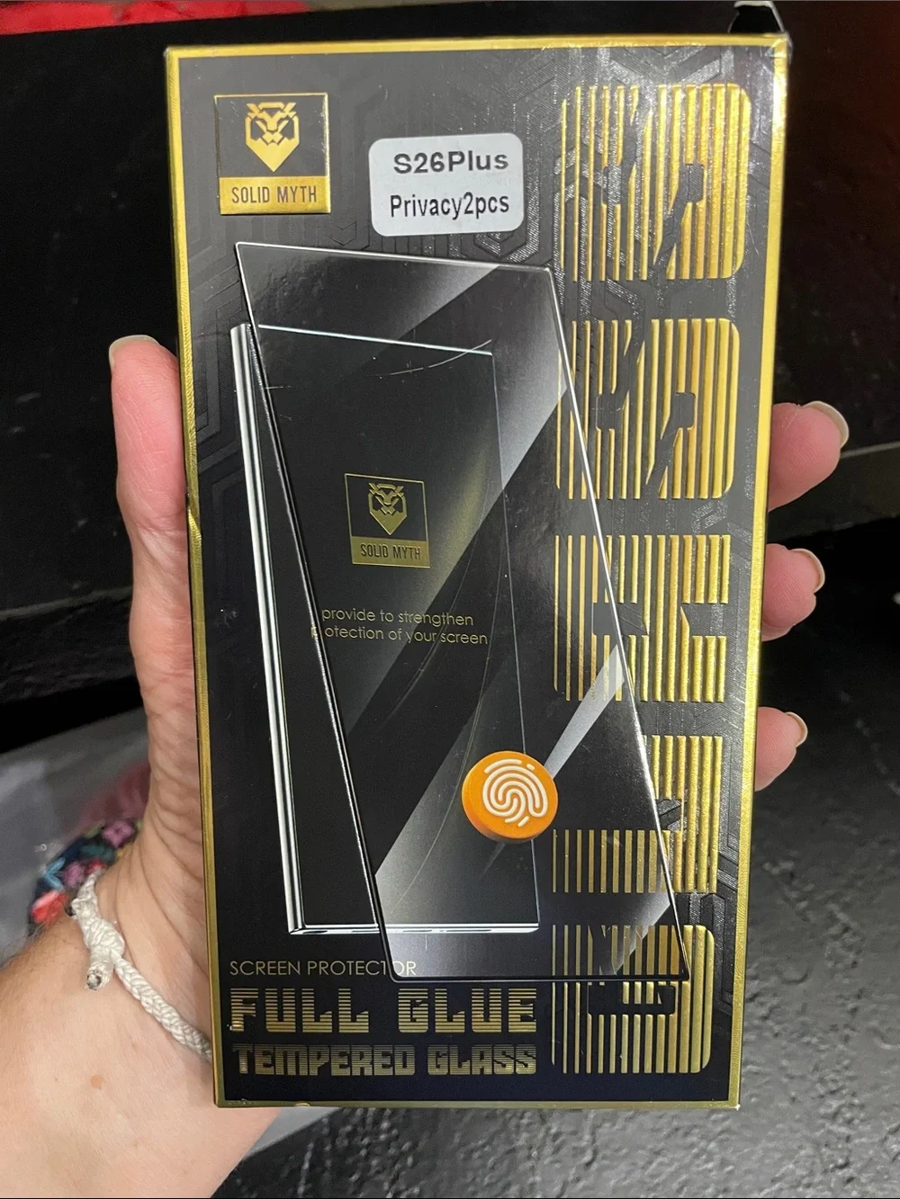 S26Plus Privacy Tempered Glass Screen Protector - Black/Gold